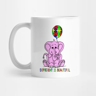Autism Awareness Baby Pink Elephant DIFFERENT IS BEAUTIFUL Mug